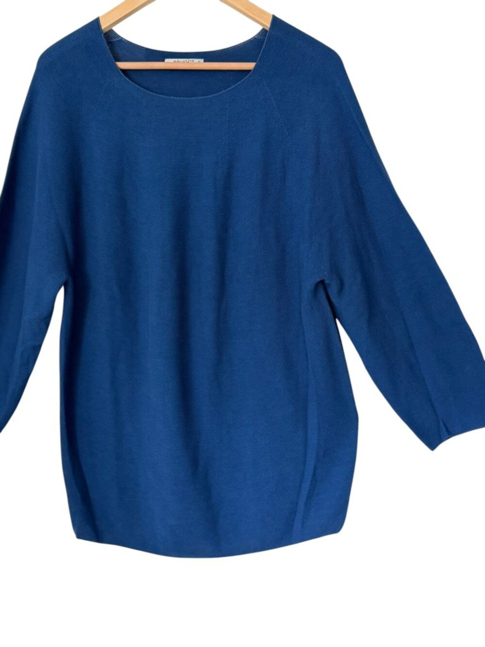 M.M.LaFleur The Chadwick 3D Ribbed Knit Sweater Tencel Cotton Blue Shoreline XL